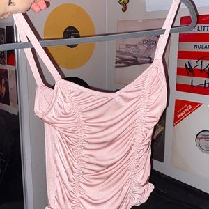 Silk Pink Ruffle Bodysuit